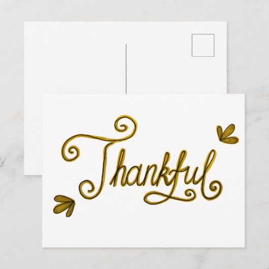 Thankful gold lettering ポストカード (正面/裏面)