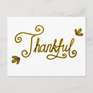 Thankful gold lettering ポストカード