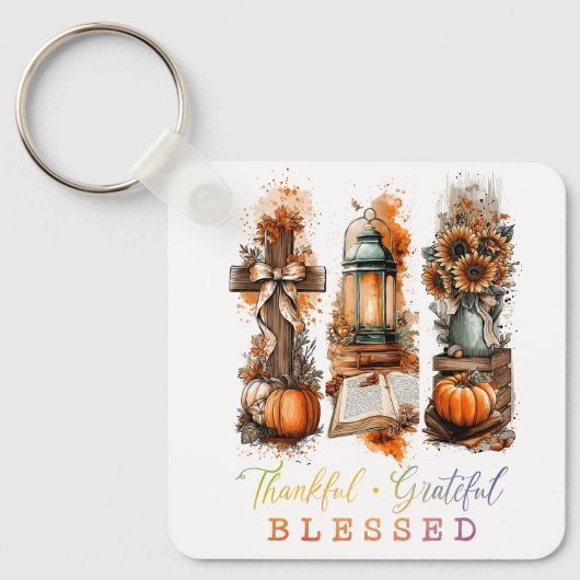 Thankful Grateful Blessed  キーホルダー (正面)