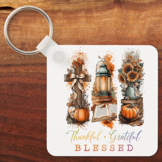 Thankful Grateful Blessed  キーホルダー (正面)