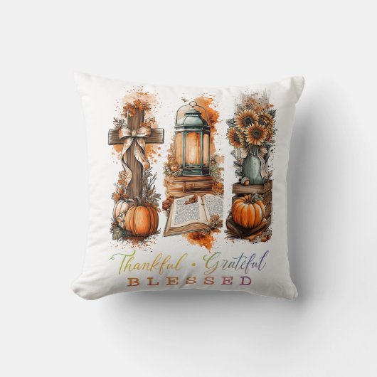 Thankful Grateful Blessed  クッション (正面)