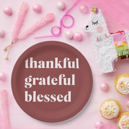 Thankful Grateful Blessed ペーパープレート (パーティー)