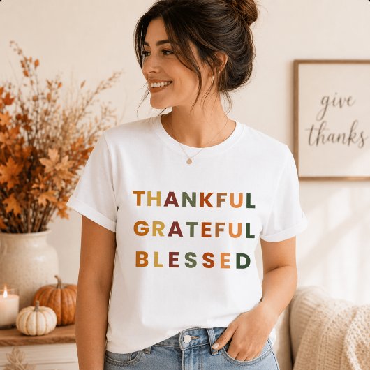 Thankful Grateful Blessed – 秋の色 Tシャツ