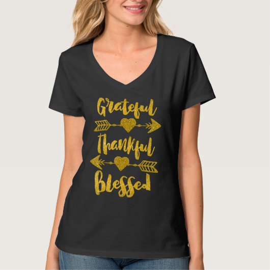 Thankful Grateful Blessed  Arrow Thanksgiving Day  Tシャツ (正面)