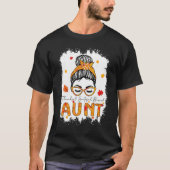Thankful Grateful Blessed Aunt Pumpkins Messy Bun Tシャツ (正面)
