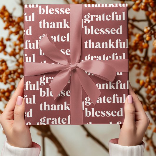 Thankful Grateful Blessed Autumn ラッピングペーパー