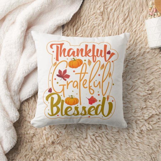 Thankful Grateful Blessed: Autumn’s Heartbeat クッション (ブランケット)
