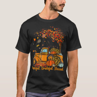 Thankful Grateful Blessed Autumn Truck Falling Lea Tシャツ