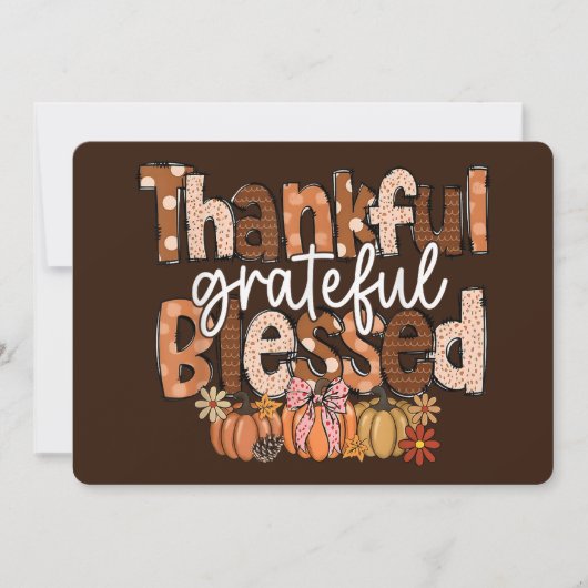 Thankful, Grateful, Blessed – Autumn Typography シーズンカード (正面)