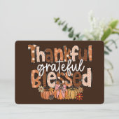 Thankful, Grateful, Blessed – Autumn Typography シーズンカード (スタンド正面)