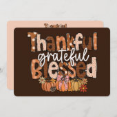 Thankful, Grateful, Blessed – Autumn Typography シーズンカード (正面/裏面)