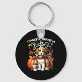Thankful Grateful Blessed Beagle Dog Happy Fall Y' キーホルダー (正面)