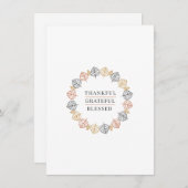 "Thankful Grateful Blessed" Elegant Autumn Wreath  シーズンカード (正面/裏面)