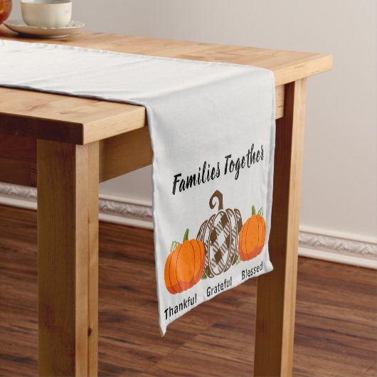Thankful Grateful Blessed Families Together  ショートテーブルランナー (インサイチュ)