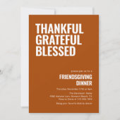Thankful Grateful Blessed Friendsgiving Dinner  招待状 (正面)