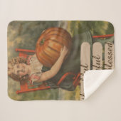 Thankful Grateful Blessed  | Girl with Pumpkin シェルパブランケット (正面(横))