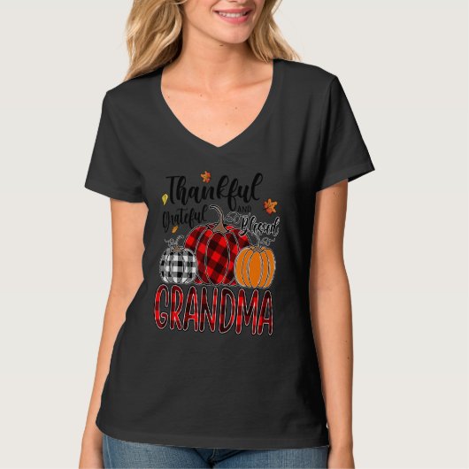 Thankful Grateful Blessed Grandma Pumpkin Truck Th Tシャツ (正面)