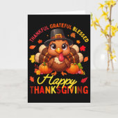 Thankful Grateful Blessed Happy Thanksgiving Turke カード (黄色い花)