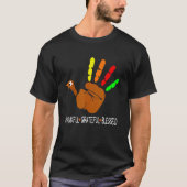 Thankful Grateful Blessed Heart Turkey Hand Thanks Tシャツ (正面)