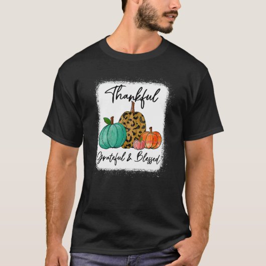Thankful Grateful Blessed Leopard Pumpkin Fall Tha Tシャツ (正面)