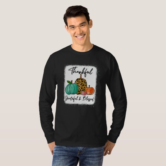 Thankful Grateful Blessed Leopard Pumpkin Fall Tha Tシャツ (正面フル)