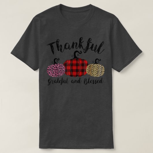 Thankful Grateful Blessed Leopard Pumpkin Thanksgi Tシャツ (デザイン正面)
