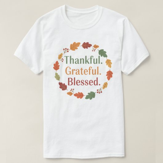 Thankful Grateful Blessed | Minimal Thanksgiving  Tシャツ (デザイン正面)