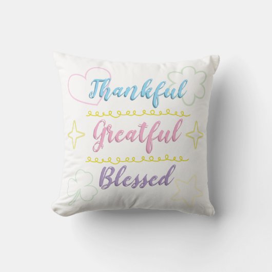 Thankful Grateful Blessed Pillow – Cozy Decor クッション (正面)