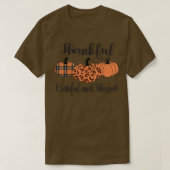 Thankful Grateful Blessed Plaid Leopard Pumpkin Th Tシャツ (デザイン正面)
