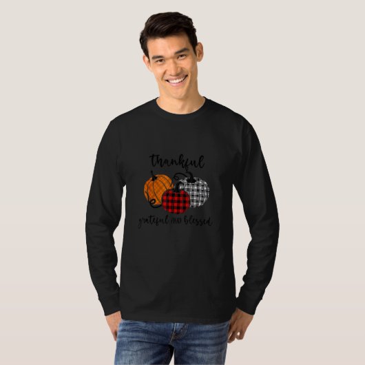 Thankful Grateful Blessed Plaid  Thanksgiving Men  Tシャツ (正面フル)