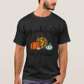 Thankful Grateful Blessed Pumpkin Leopard Plaid Th Tシャツ (正面)