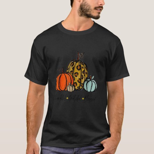 Thankful Grateful Blessed Pumpkin Thanksgiving Day Tシャツ (正面)