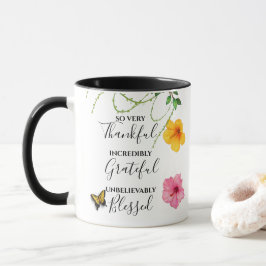 Thankful, Grateful, Blessed Script Nature  マグカップ