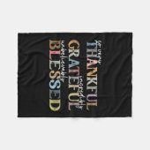 Thankful Grateful Blessed Thanksgiving Autumn Fall フリースブランケット (正面(横))