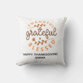 Thankful Grateful Blessed Thanksgiving Fall クッション (正面)