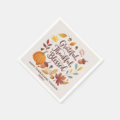 Thankful Grateful Blessed Thanksgiving Fall スタンダードカクテルナプキン (角)