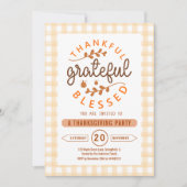 Thankful Grateful Blessed Thanksgiving Party 招待状 (正面)
