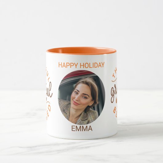 Thankful Grateful Blessed Thanksgiving Photo マグカップ (中央)