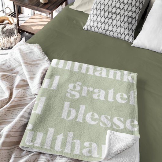 Thankful Grateful Blessed | Thanksgiving Quote フリースブランケット