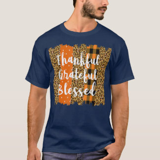 Thankful Grateful Blessed Women Leopard Buffalo Th Tシャツ