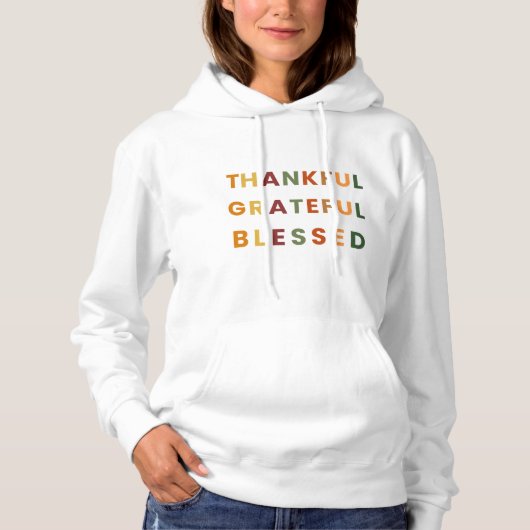 Thankful Grateful Blessed – Women’s Fall Hoodie パーカ (正面)