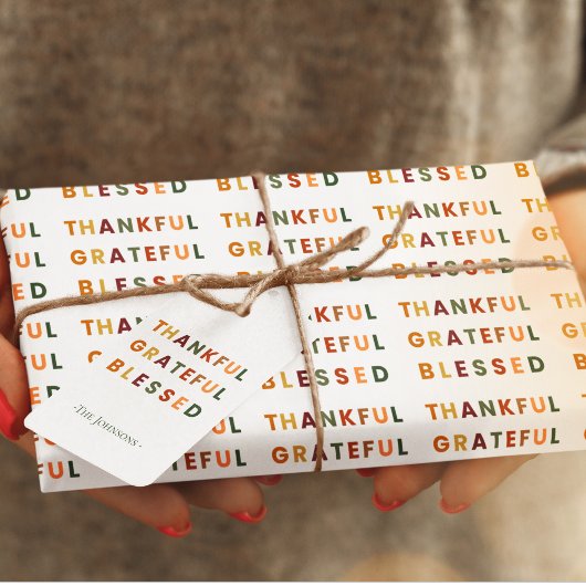 Thankful Grateful Blessed Wrapping Paper – Modern  ラッピングペーパー