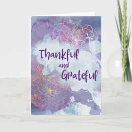 Thankful & Grateful Card – Gentle Abstract Florals カード
