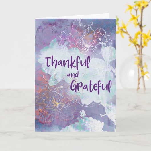 Thankful & Grateful Card – Gentle Abstract Florals カード (黄色い花)