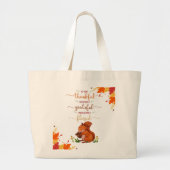 Thankful Grateful Cute Squirrel Fall Theme Tote  ラージトートバッグ (正面)