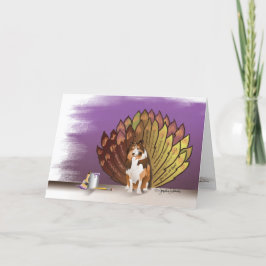 Thankful Grateful Sheltie Turkey Feathers サンキューカード