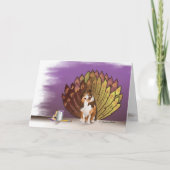 Thankful Grateful Sheltie Turkey Feathers サンキューカード (正面)