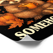 Thankful Grateful Somehow Feral Funny Raccoon Autu ポスター (角)