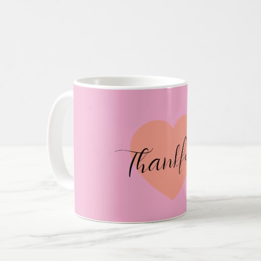 Thankful Heart Mug – Minimal Double Heart Design | コーヒーマグカップ (正面左)