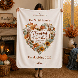 Thankful Hearts Gather Here パーソナライズド オ秋のギフト シェルパブランケット